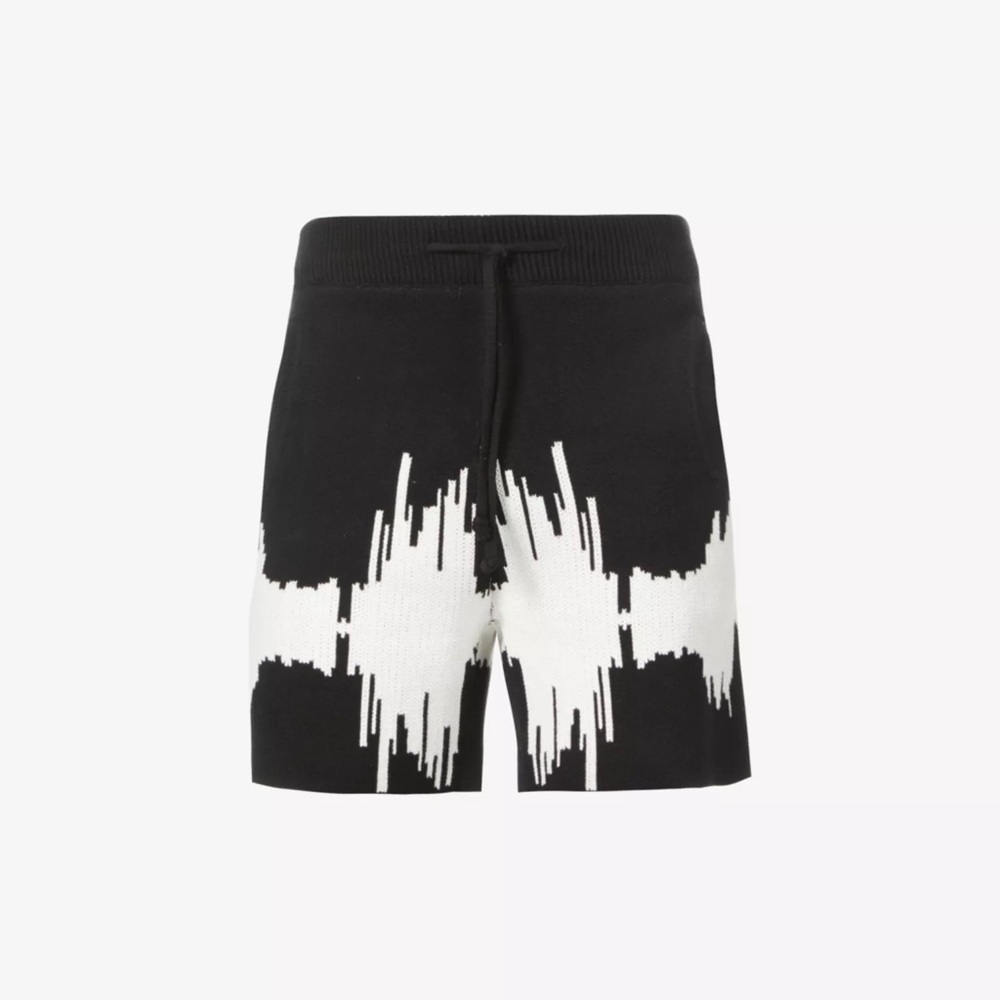 Keiser Clark Soundwave Graphic Knit Shorts Black White Streetwear XXL